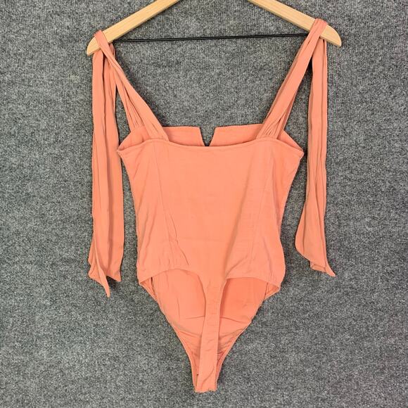 Free People Women's Lola Thong Bodysuit Sz S Small Coral Pink - Picture 3 of 9
